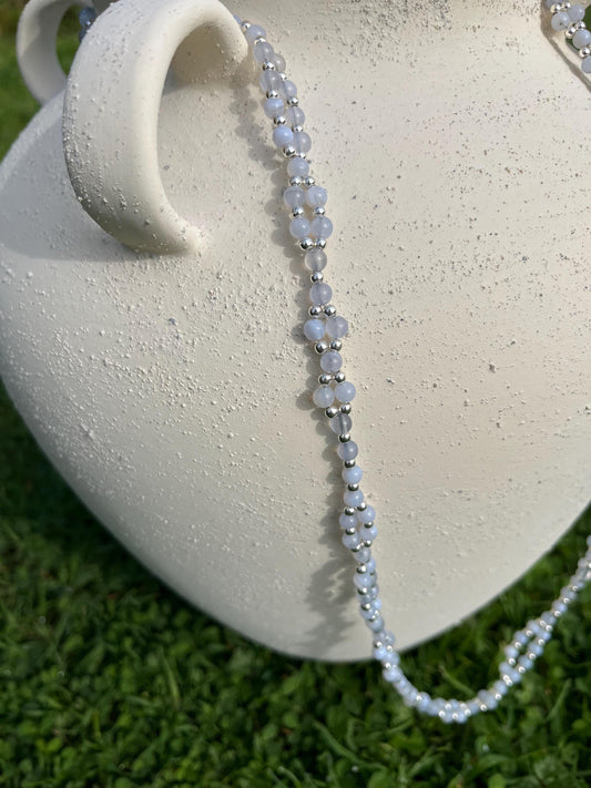 Tantric necklace with blue lace agate