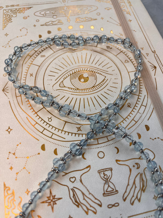 Tantric necklace with AAA grade aquamarine and stainless steal