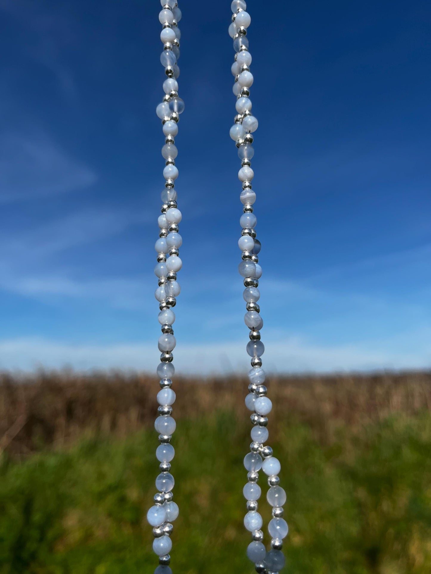 Tantric necklace with blue lace agate