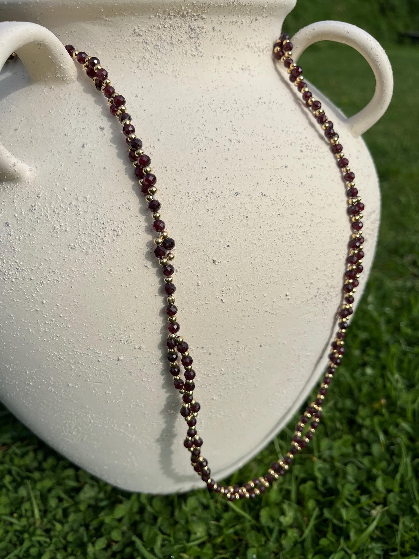 Tantric necklace with red garnet