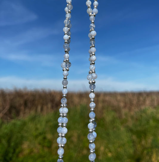 Tantric necklace with blue lace agate