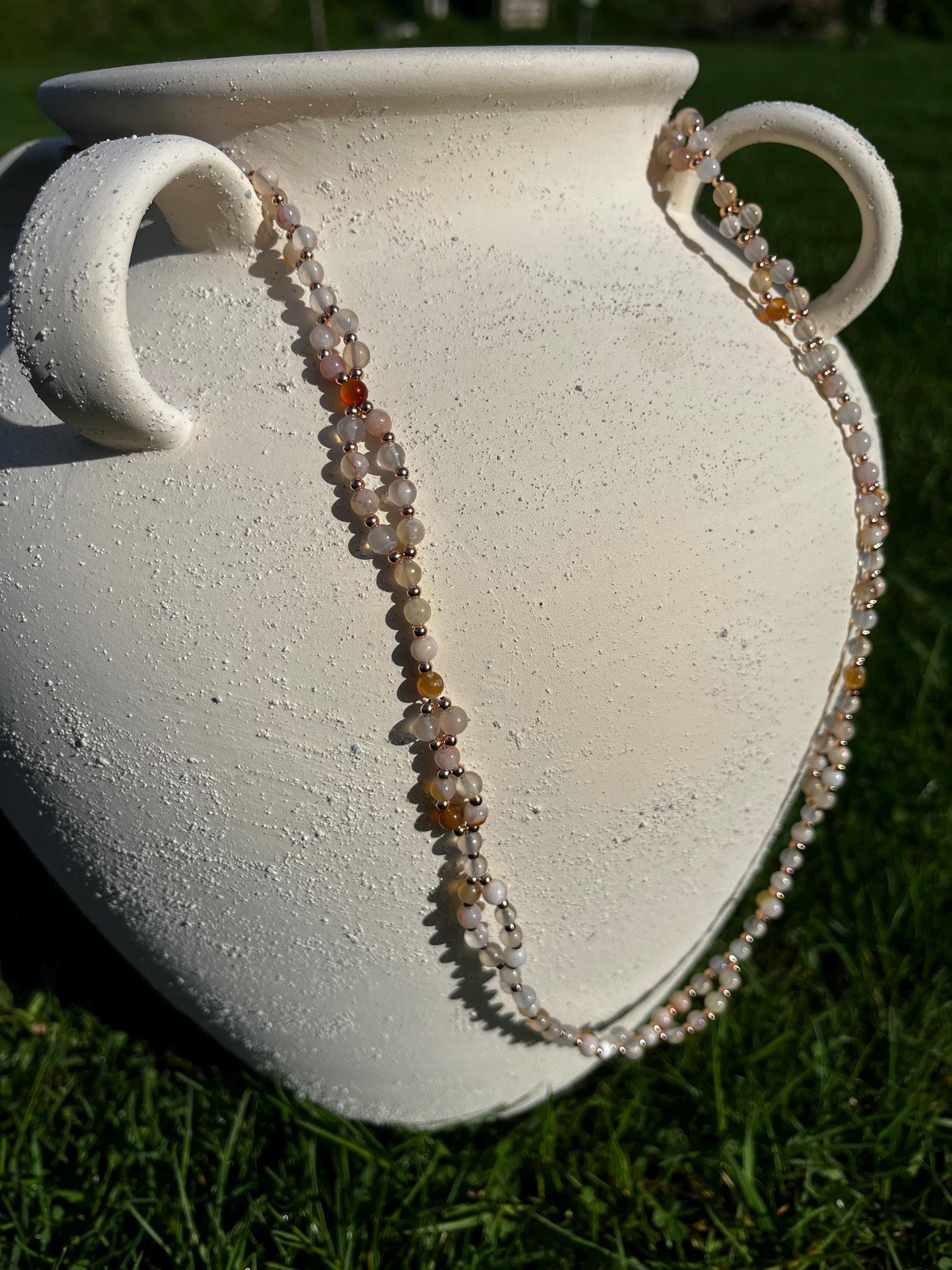 Tantric necklace with cherry blossom agate