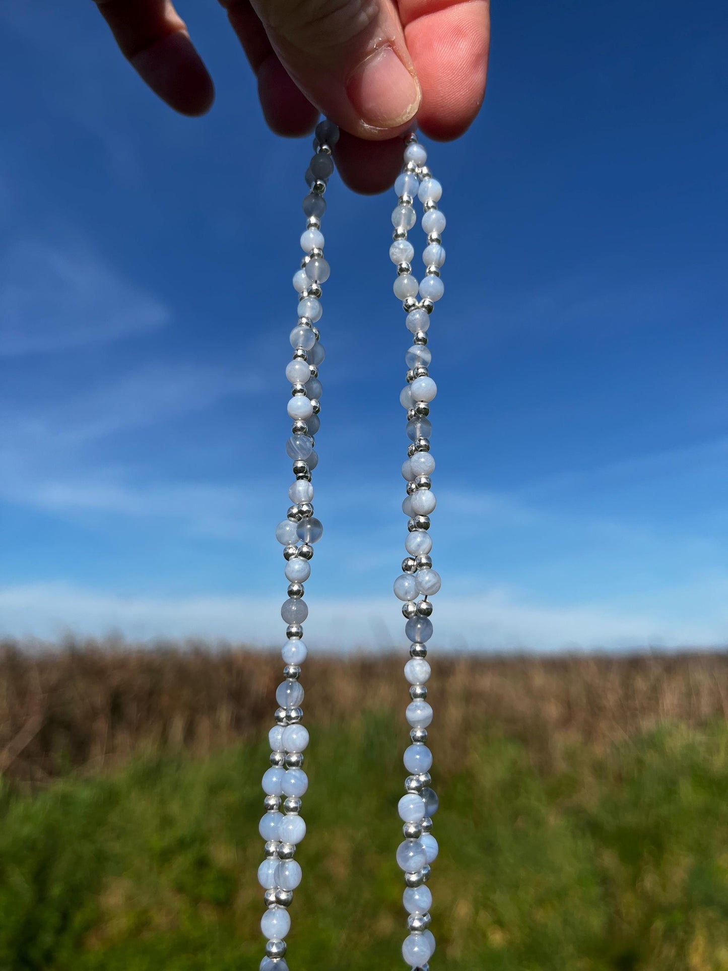 Tantric necklace with blue lace agate