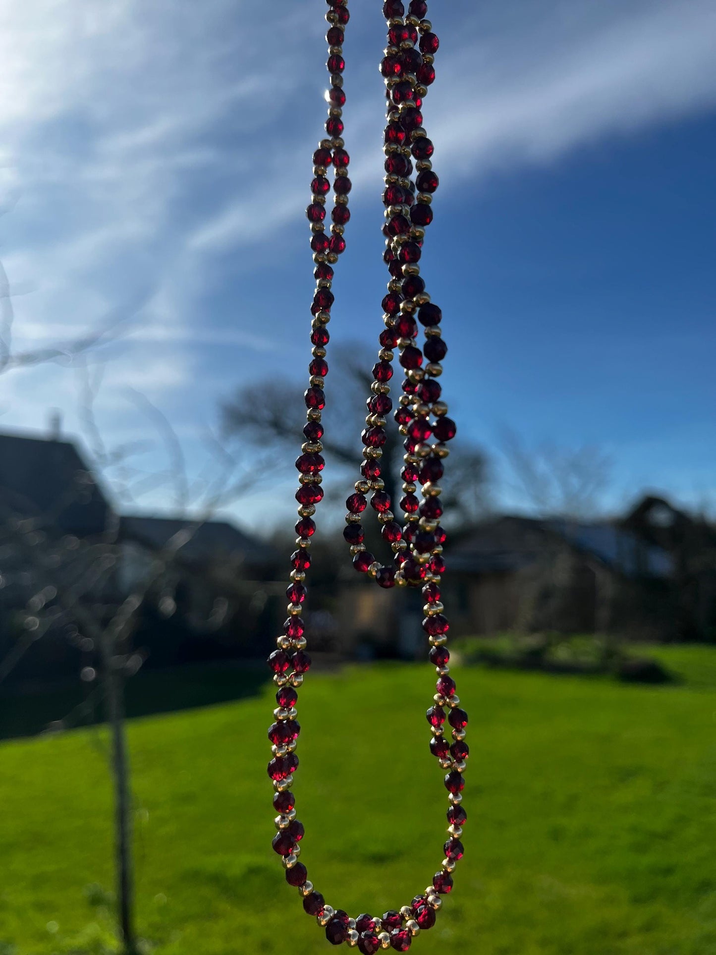 Tantric necklace with red garnet