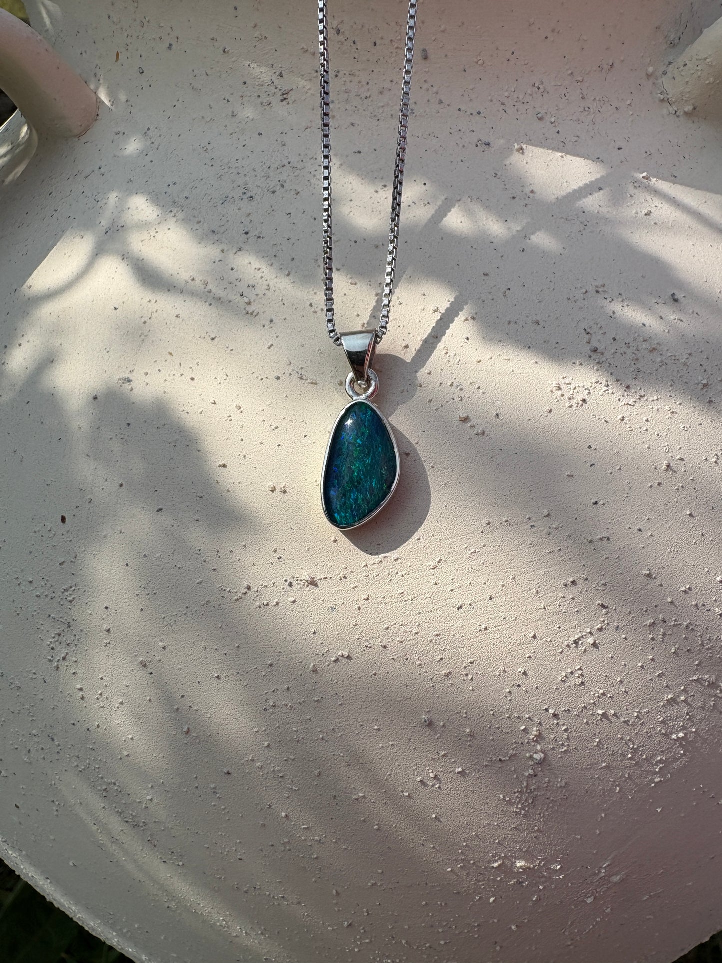 Australian opal silver pendant