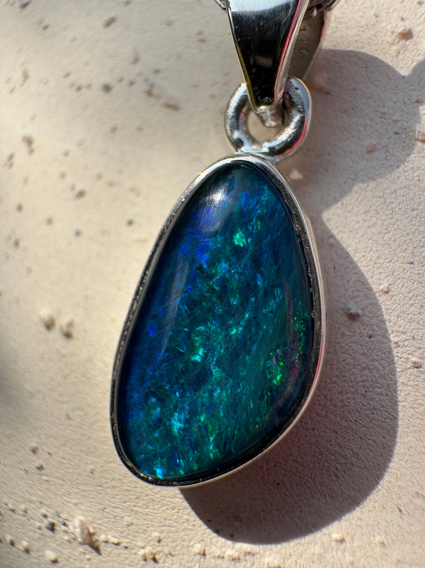 Australian opal silver pendant
