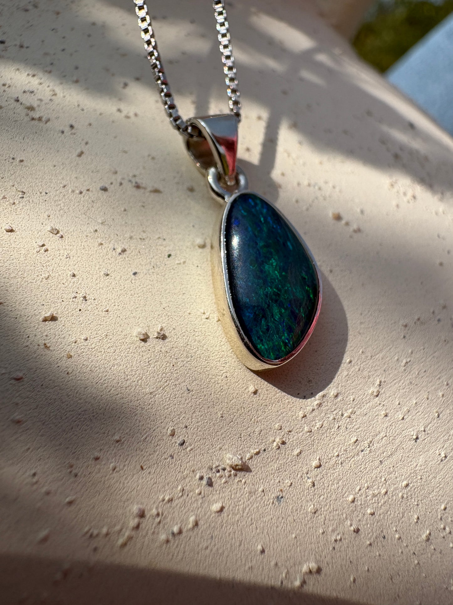 Australian opal silver pendant