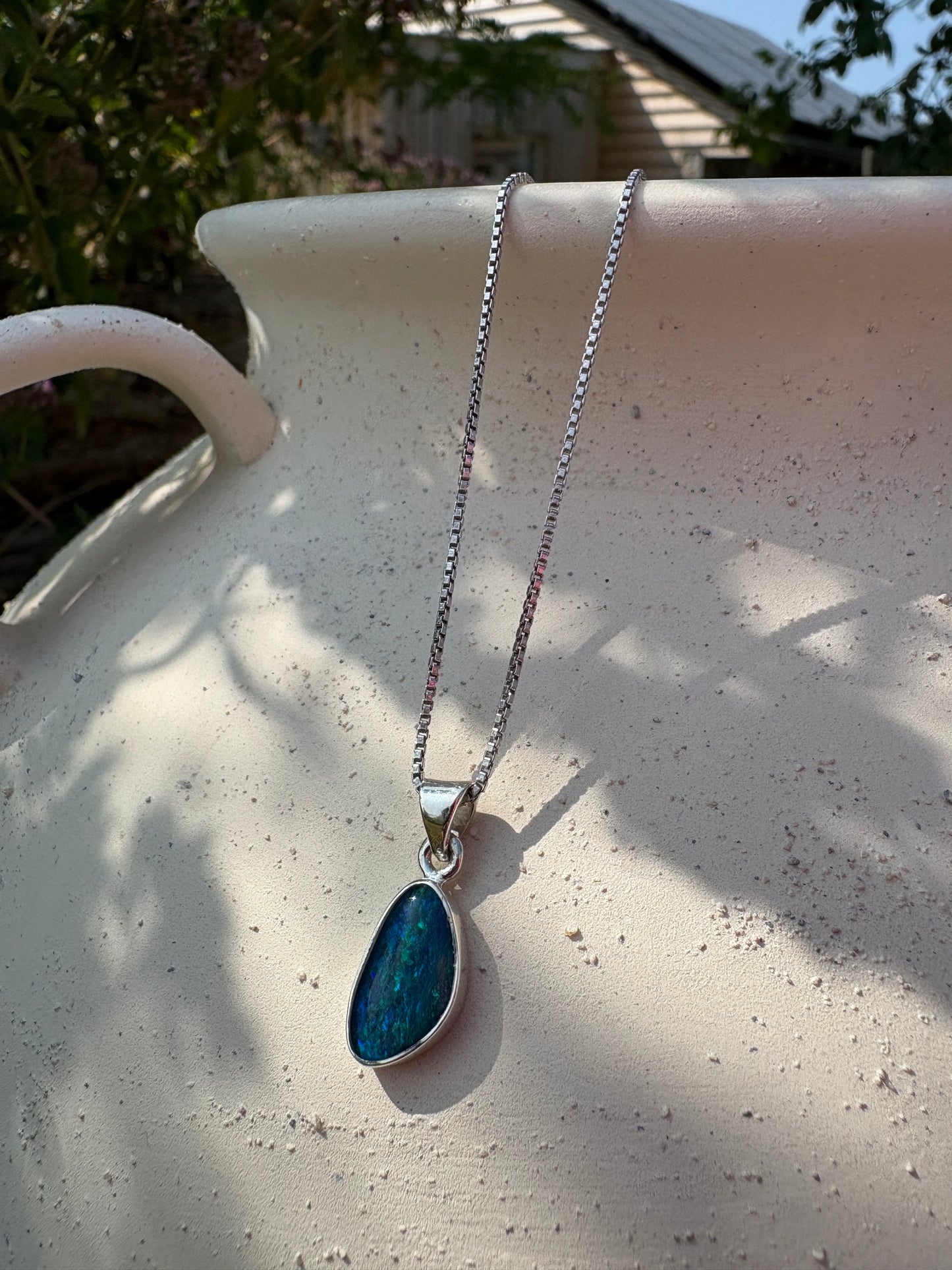 Australian opal silver pendant