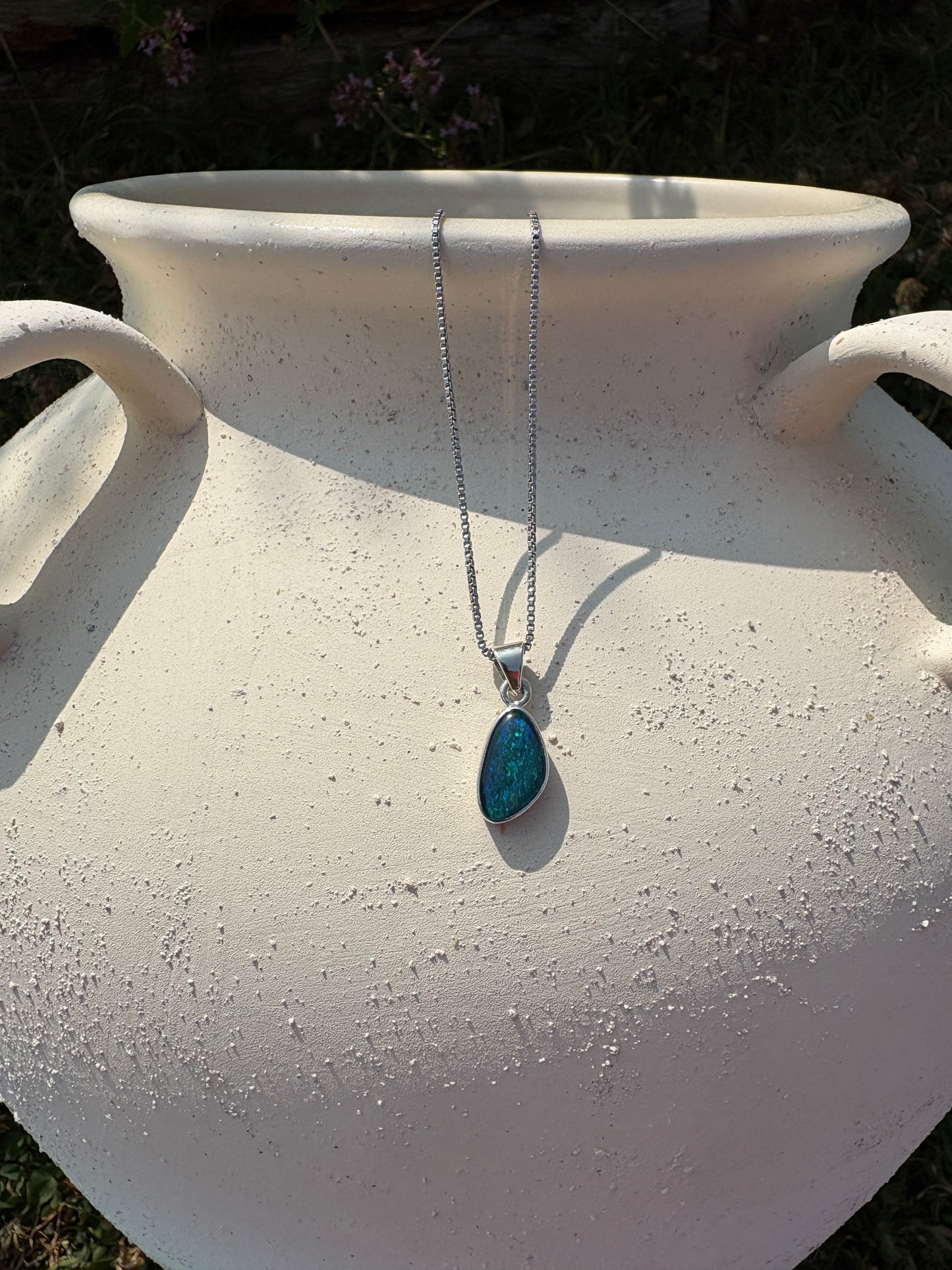 Australian opal silver pendant