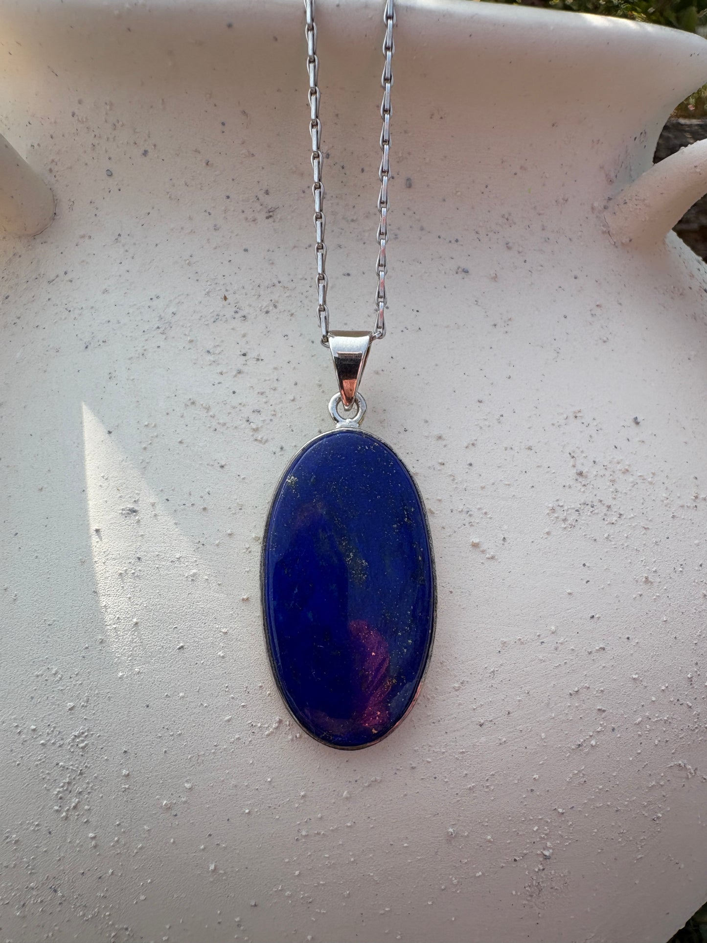 Lapis lazuli silver pendant with chain