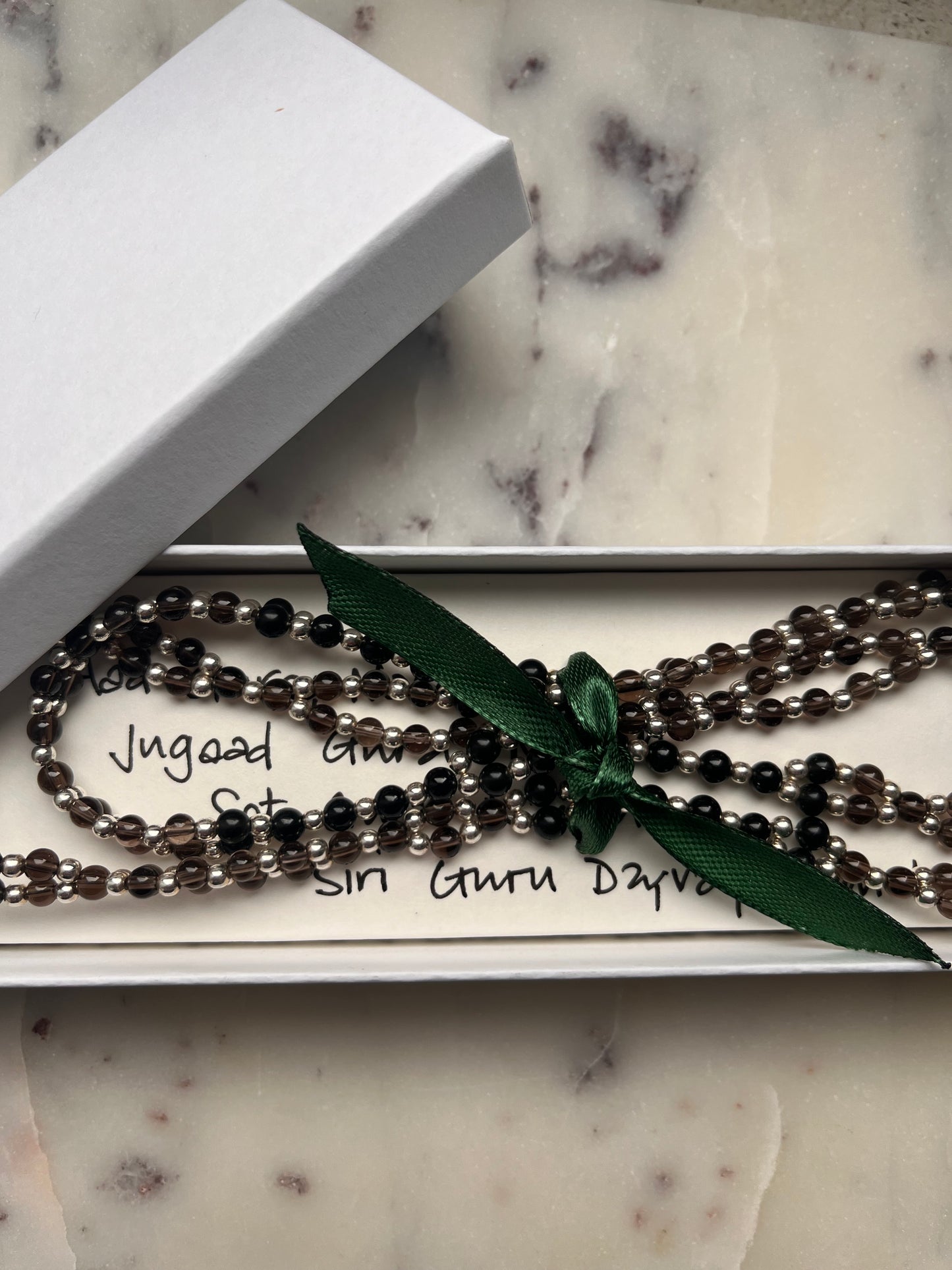 Tantric necklace with rose quartz and jade