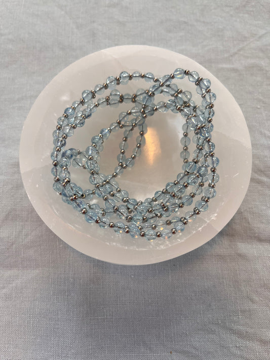 Tantric necklace with AAA grade aquamarine and stainless steal