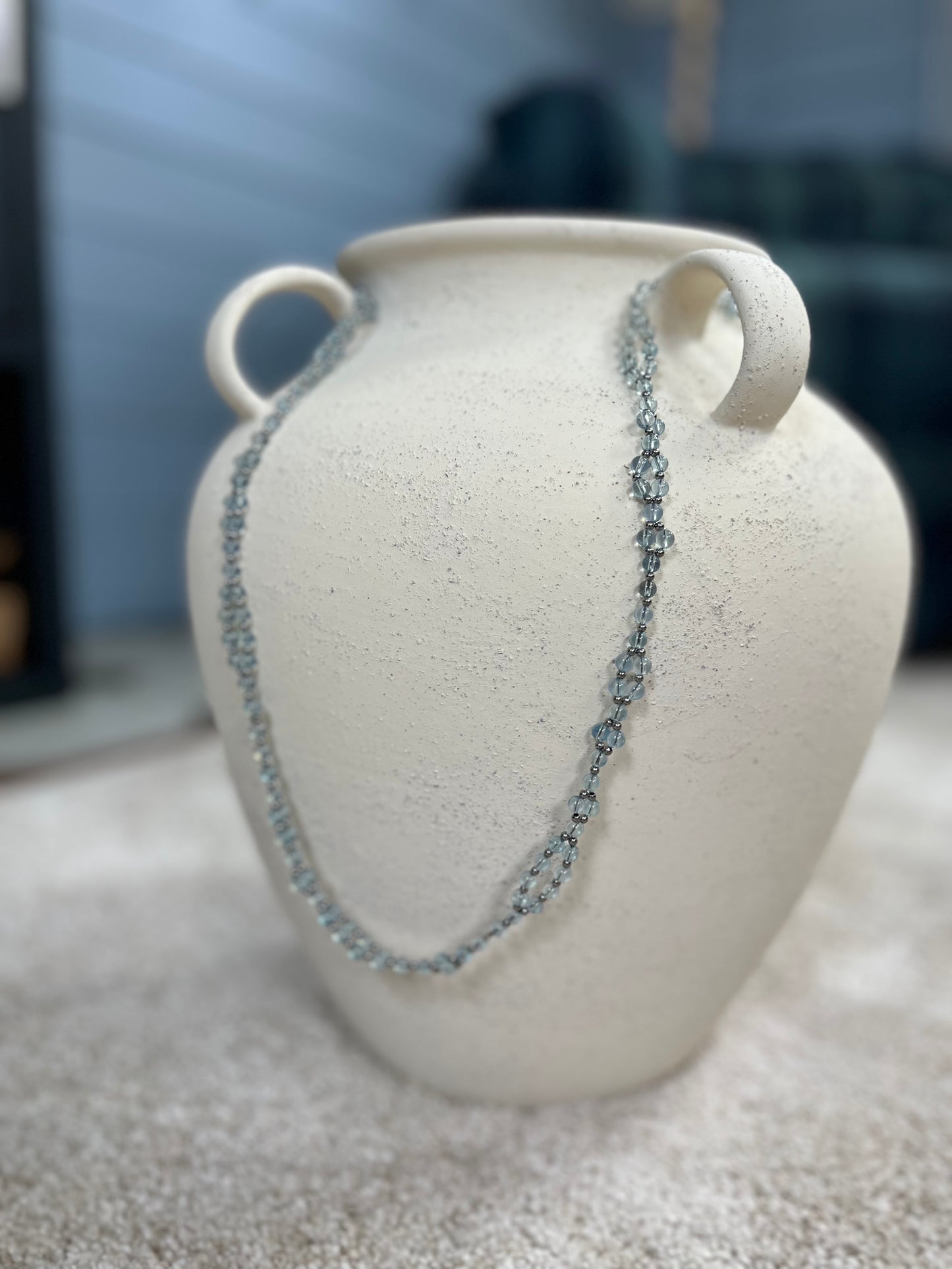 Tantric necklace with AAA grade aquamarine and stainless steal