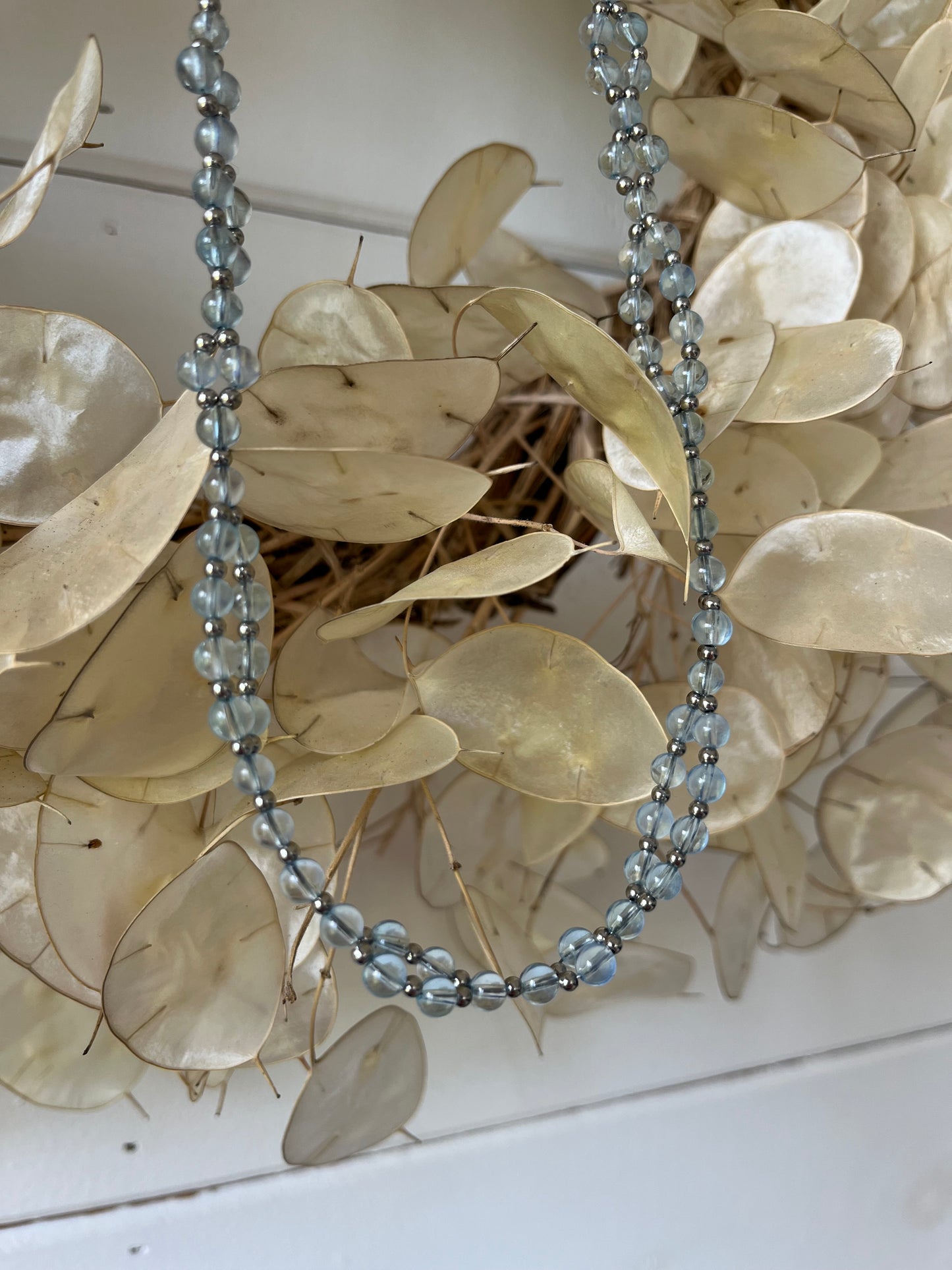 Tantric necklace with AAA grade aquamarine and stainless steal
