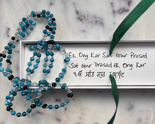 blue apatite, obsidian and aquamarine tantric necklace
