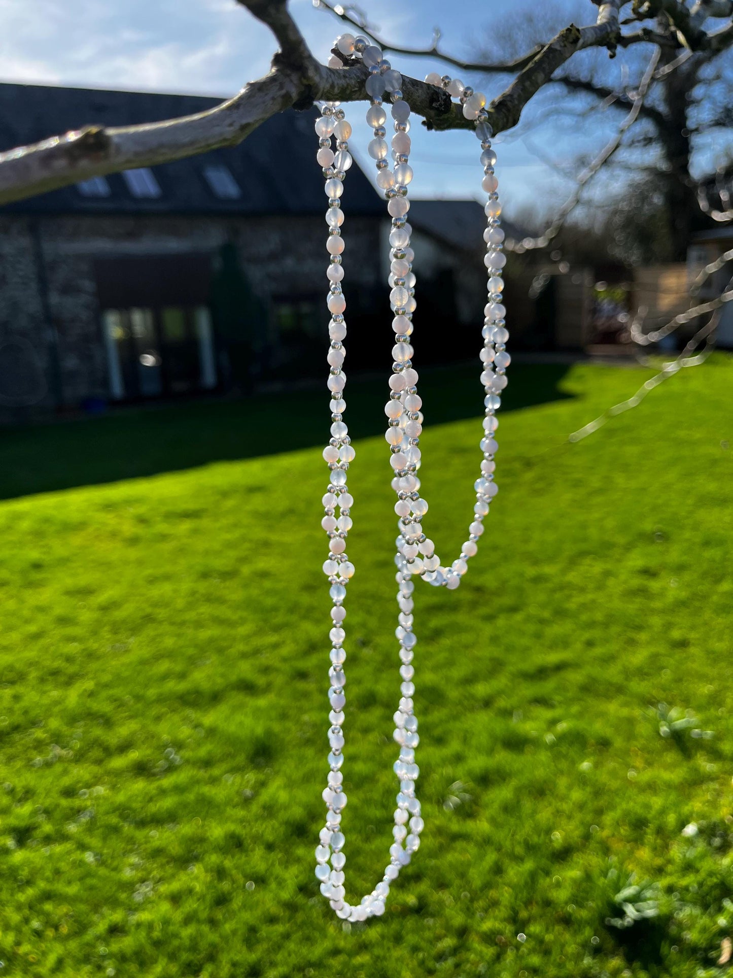 Tantric necklace with blue lace agate